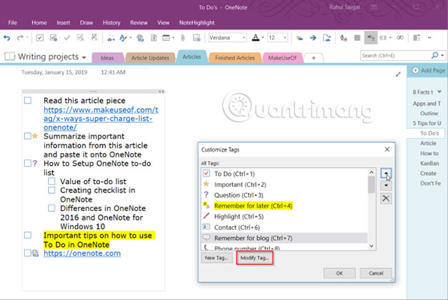 search for tags in onenote for mac